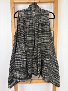 Yasuko Kurisaka Sleeveless Open Front Cotton Knit Vest M L